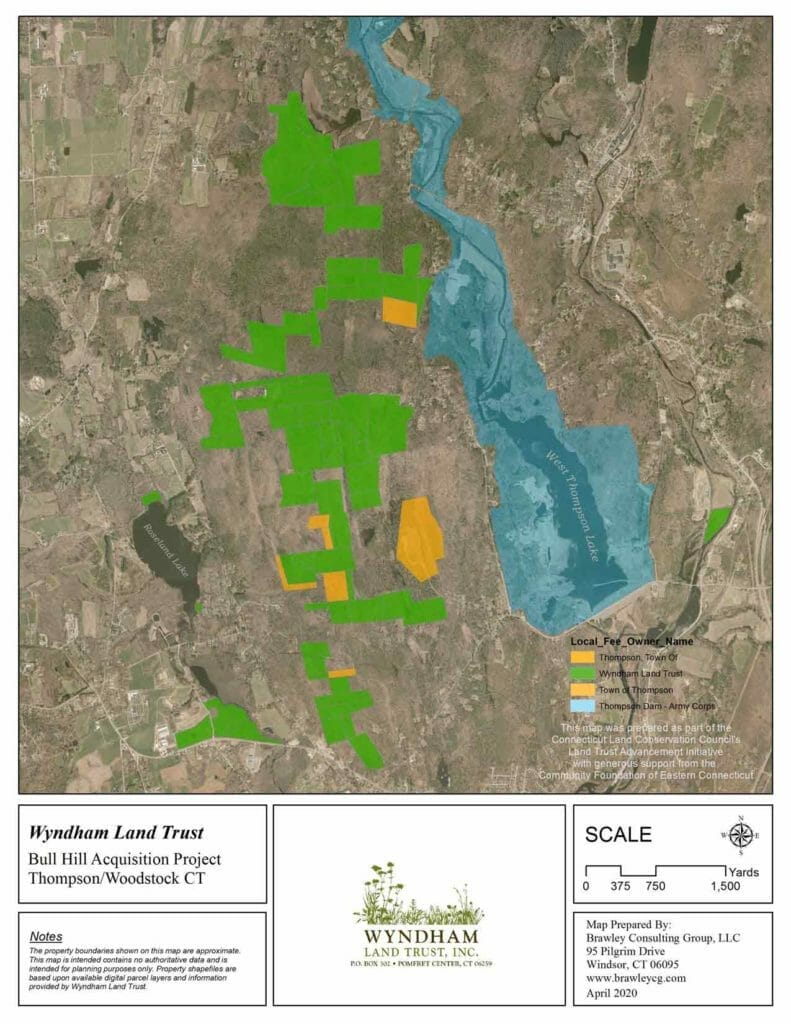 Map showing Bull Hill parcels